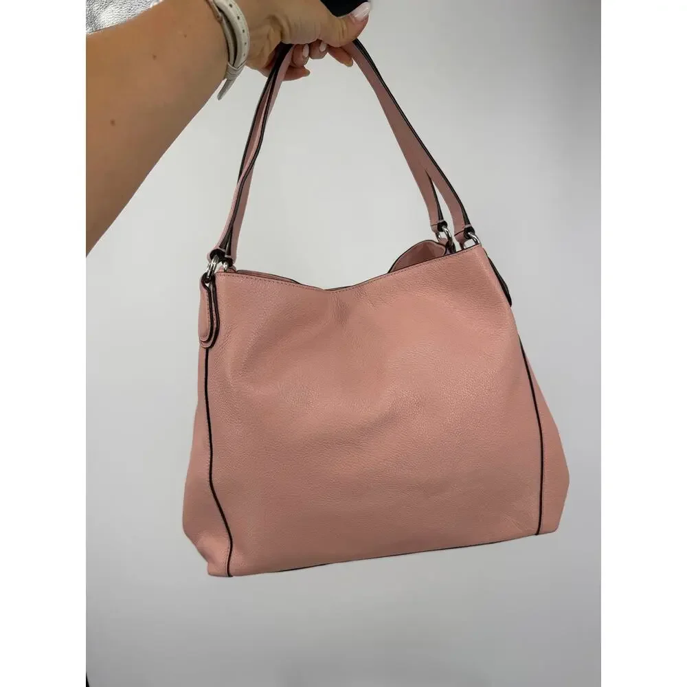 Coach Edie 31 Shoulder Bag Pink Pebbled Leather Hobo Tote Silver Hardware
